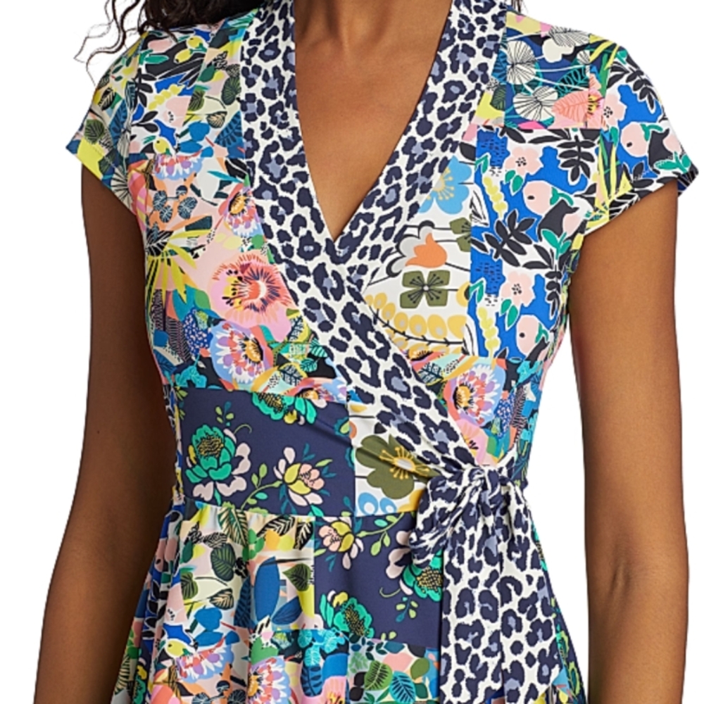 Johnny Was Multicolor Floral Wrap Top
